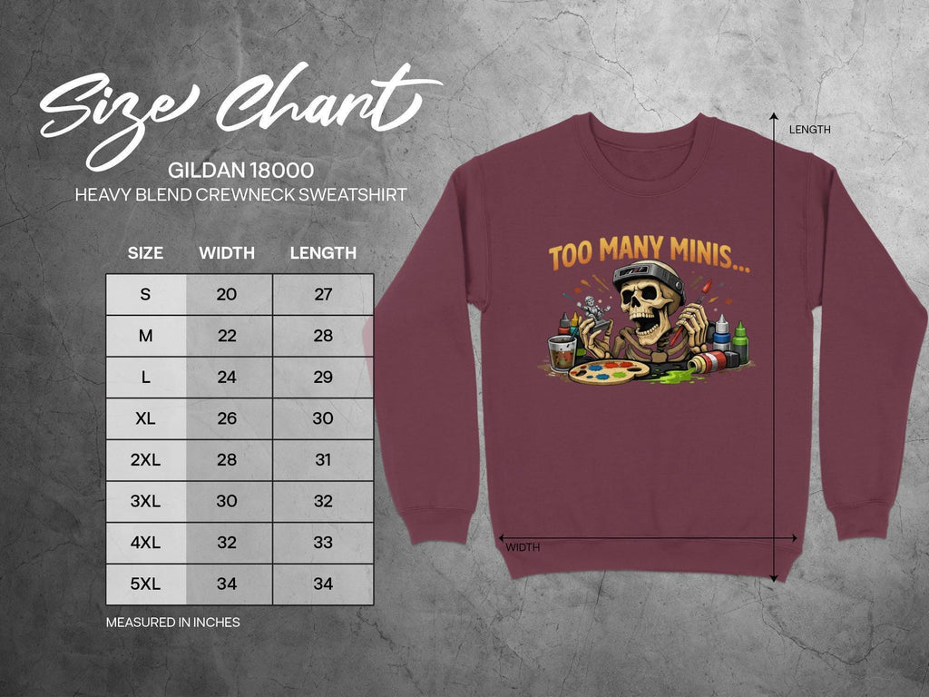 Too Many Minis Sweatshirt, Artist Skeleton Crewneck, Funny Painter Pullover, Creative Art Lover Gift, Oversized Graphic Sweatshirt