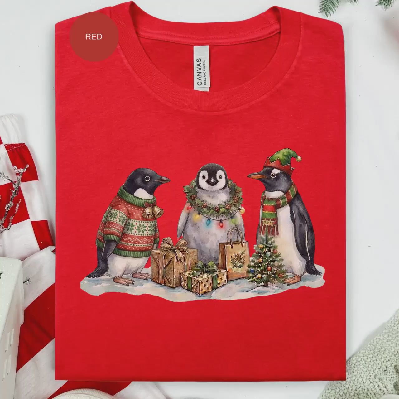 Christmas Penguin T-Shirt, Holiday Gift Tee, Cute Animal Shirt, Winter Apparel, Festive Outfit, Penguin Lover Gift, Christmas Shirt