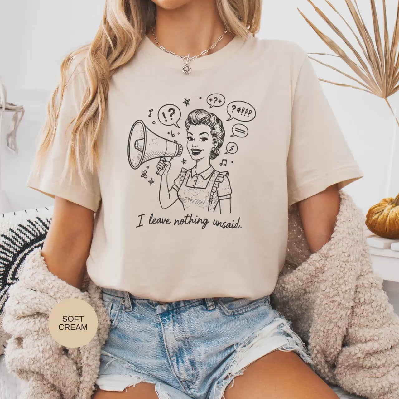Nothing Unsaid T-Shirt, Retro Woman Tee, Funny Sarcastic Shirt, Loud Woman Outfit, Megaphone Shirt, Humor Tee, Statement T-Shirt, Graphic