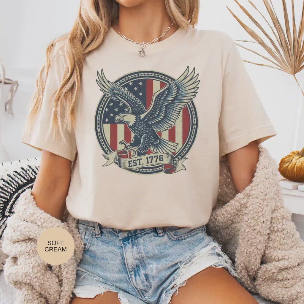 Established 1776 Patriotic Graphic Tee for Americans, Vintage Union Jack T-Shirt, History Buff Gift, Casual USA Pride Apparel