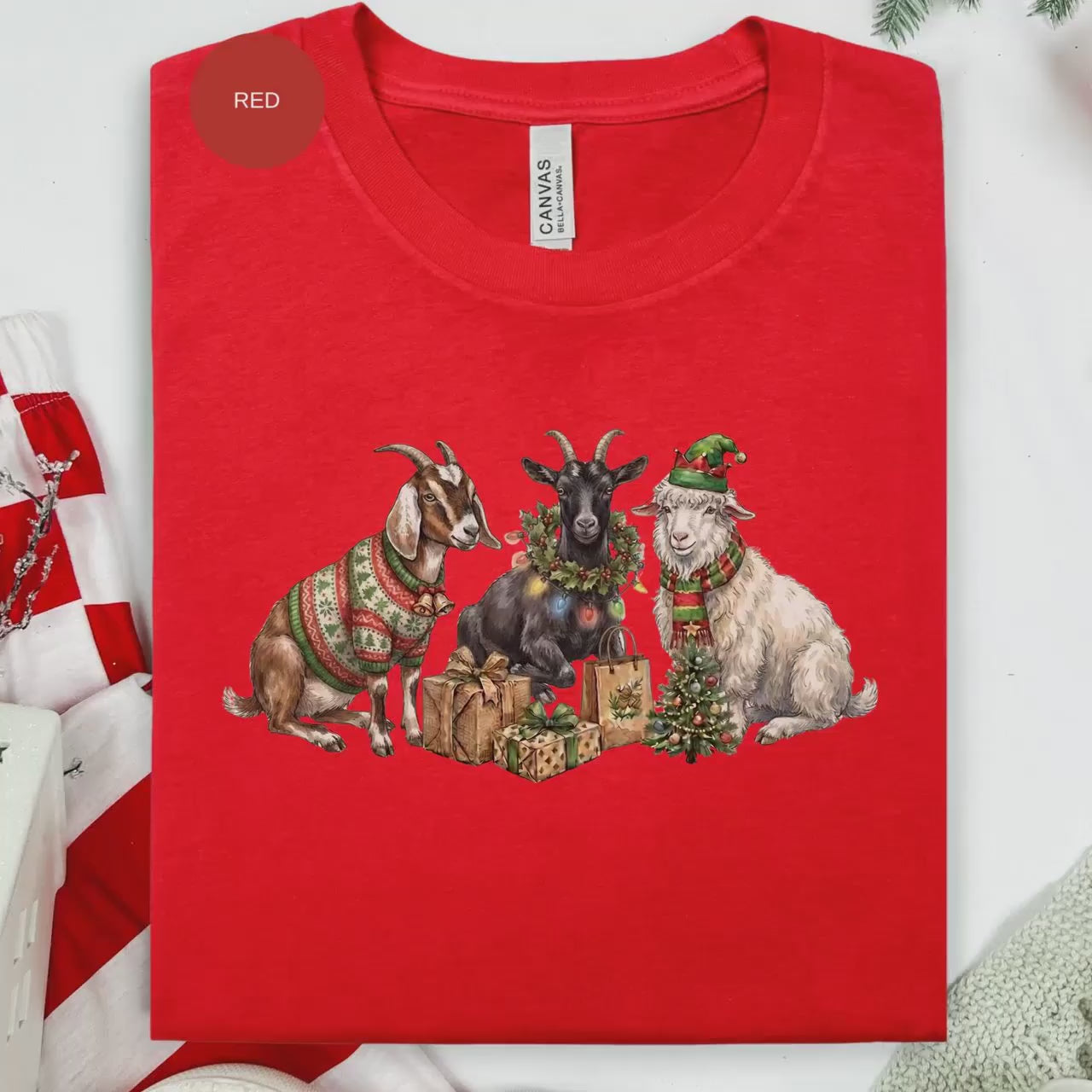 Christmas Goat T-Shirt, Holiday Goats Graphic Tee, Festive Animal Shirt, Funny Christmas Gift, Goat Lover Present, Xmas T Shirt Design