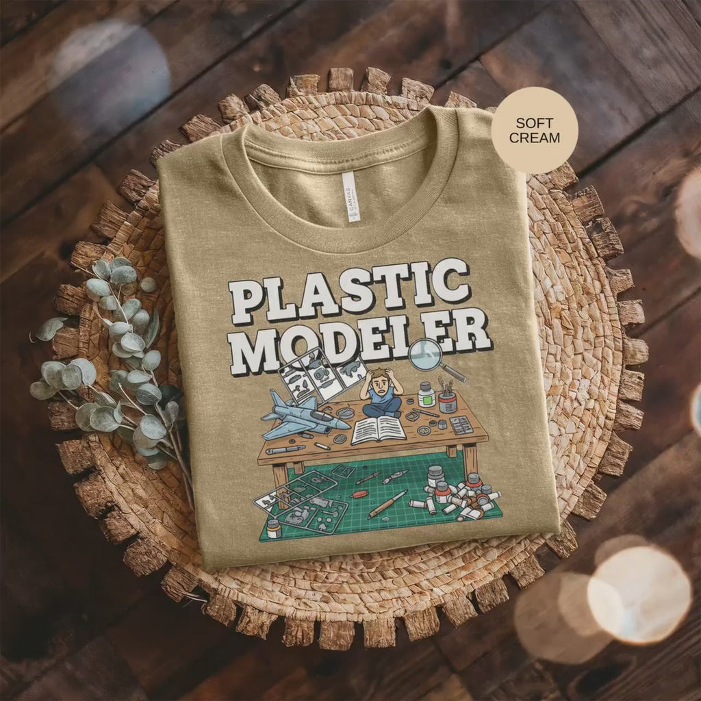 Plastic Modeler Hobby Graphic Tee, Scale Model Building T-Shirt for Crafting Enthusiasts, Unisex Short Sleeve Gift for Hobbyists