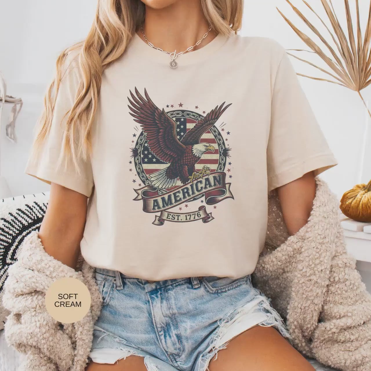 Patriotic Shirt 1776 Vintage USA: Cotton Jersey Independence Day Tee American Freedom Liberty