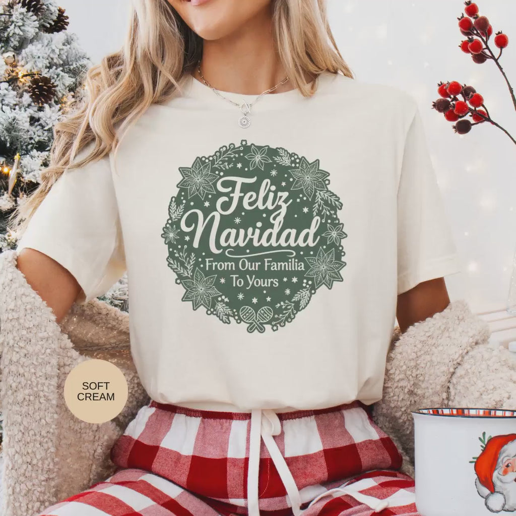 Feliz Navidad shirt, Christmas holiday tee, festive Xmas apparel, seasonal celebration gift, adult holiday top Holiday Graphic Tee