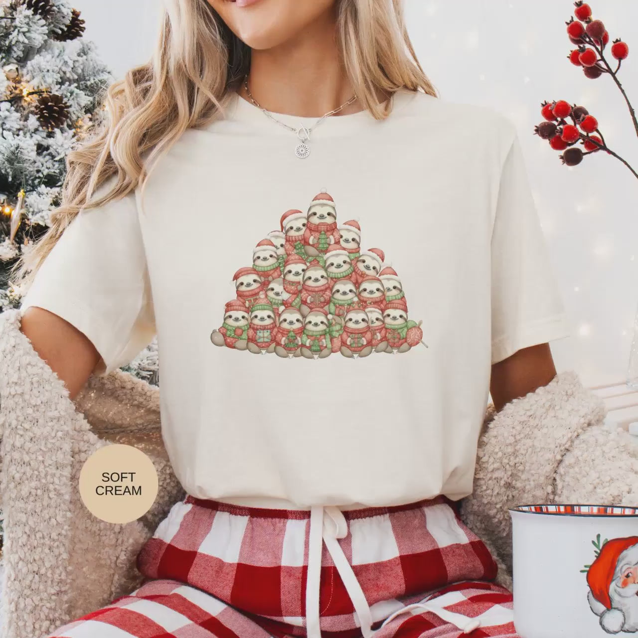 Sloth Christmas Tee, Holiday Sloths, Winter Sloth Lover, Funny Sloth Tee, Cute Sloth Gift, Christmas T-Shirt, Holiday Shirt