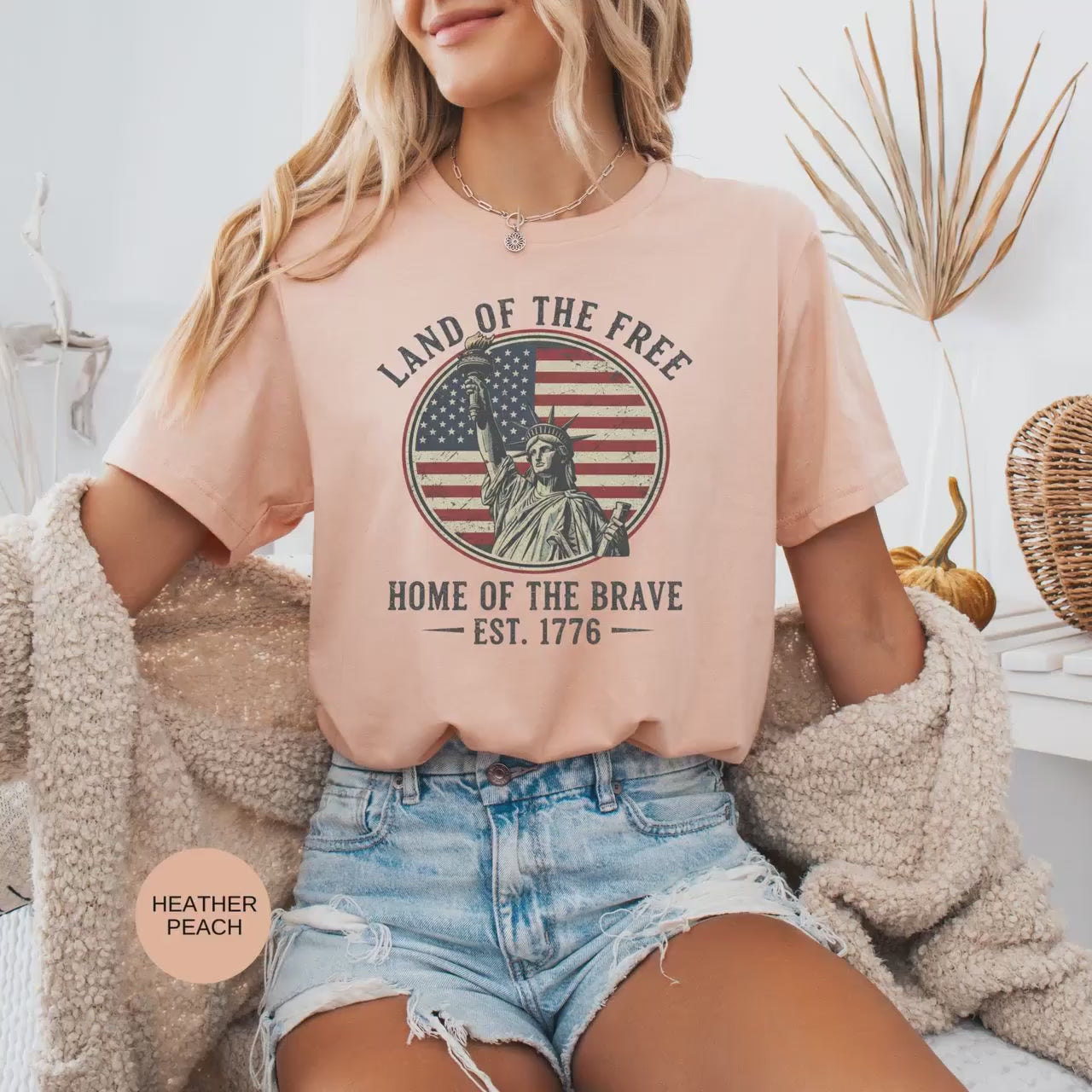 Land of the Free Home of the Brave 1976 T-Shirt, Patriotic Tee, USA Independence Apparel, Fourth of July Outfit, American Pride Gift, Top