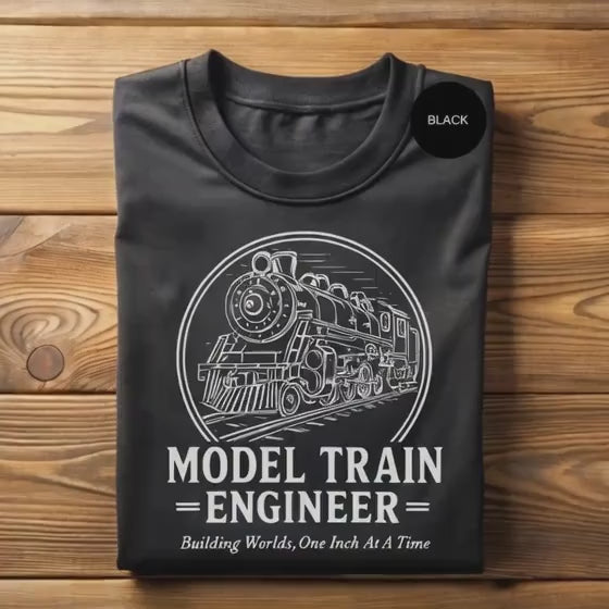 Model Train Shirt Engineer T-Shirt, Railroad Lover Gift, Steam Train Tee, Train Hobbyist Apparel, Locomotive Shirt, Train Enthusiast Present