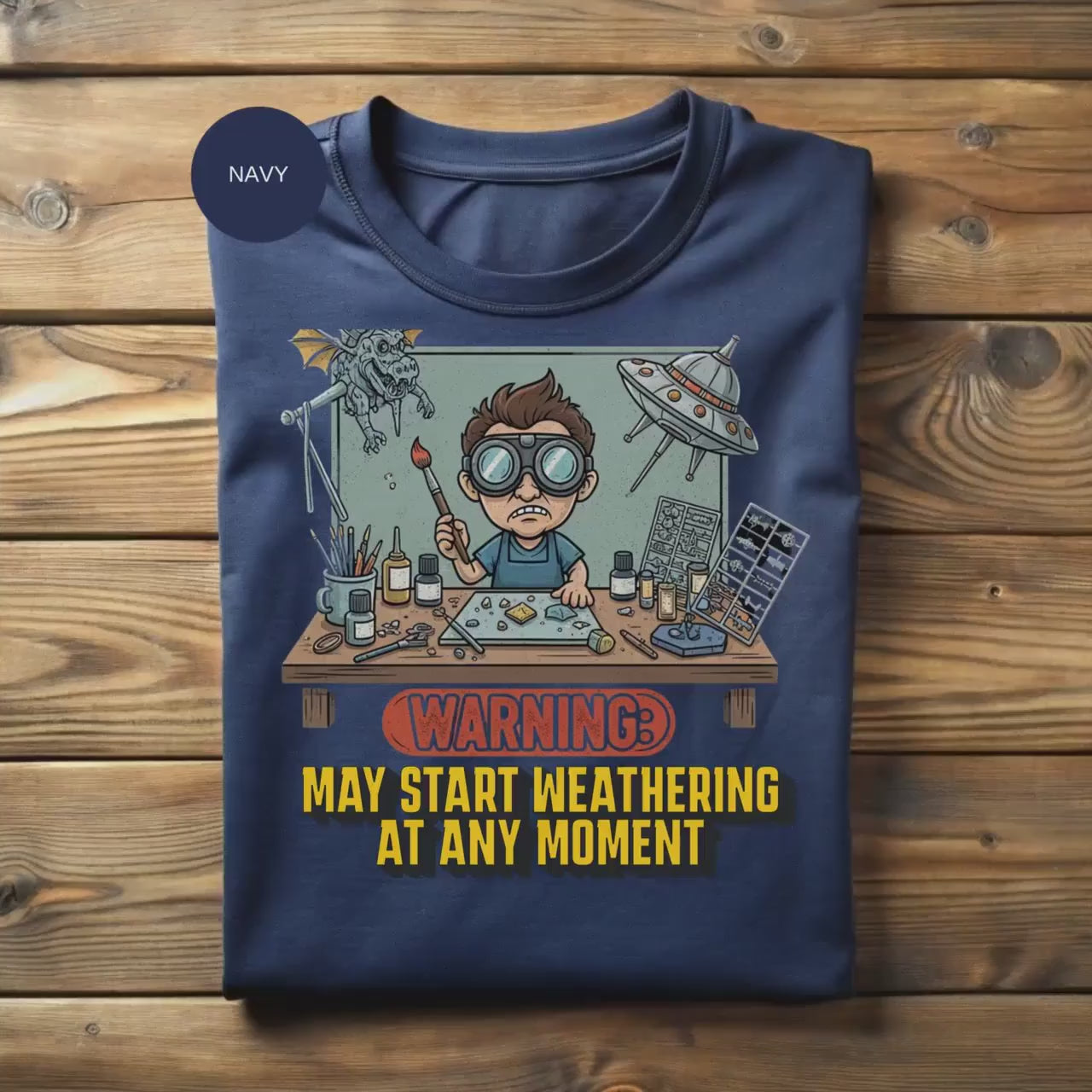 Weathering Model T-Shirt, Hobbyist Tee, Model Kit Shirt, Funny Modeler Gift, May Start Weathering at Any Moment, Enthusiast Tee