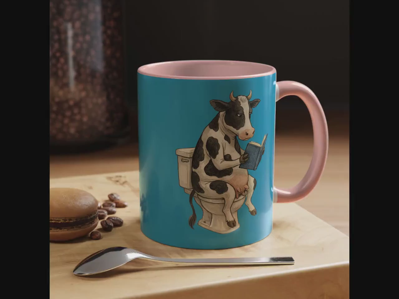 Funny Cow Mug, Reading Toilet Mug, Novelty Farm Animal Mug, Unique Gift Mug, Bathroom Humor, Cow Lover Gift, Quirky Drinkware, Cute Coffee