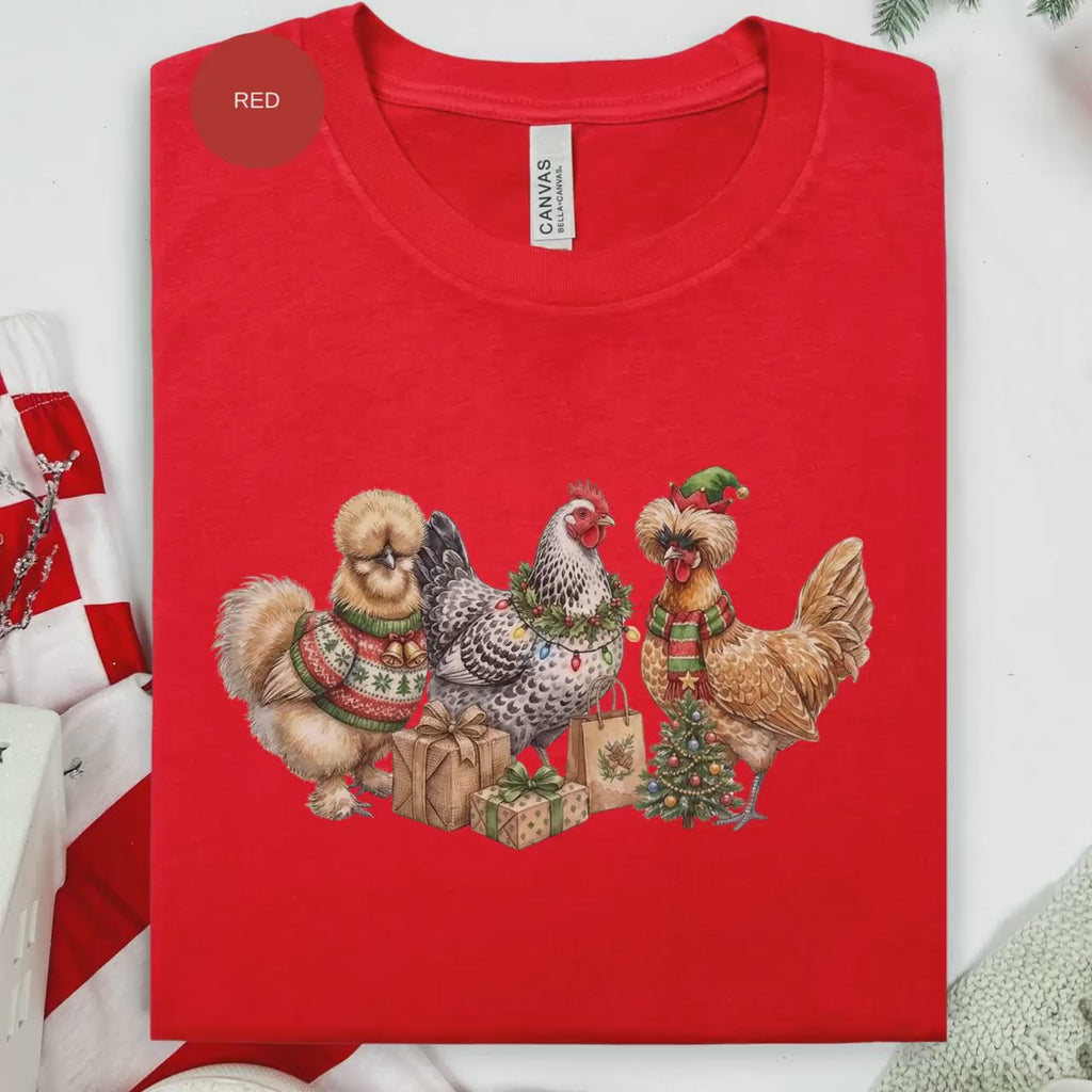 Christmas Chickens T-Shirt, Holiday Hen Shirt, Funny Chicken Lover Gift, Festive Poultry Tee, Seasonal Farm Animal Shirt, Cute Xmas Gift