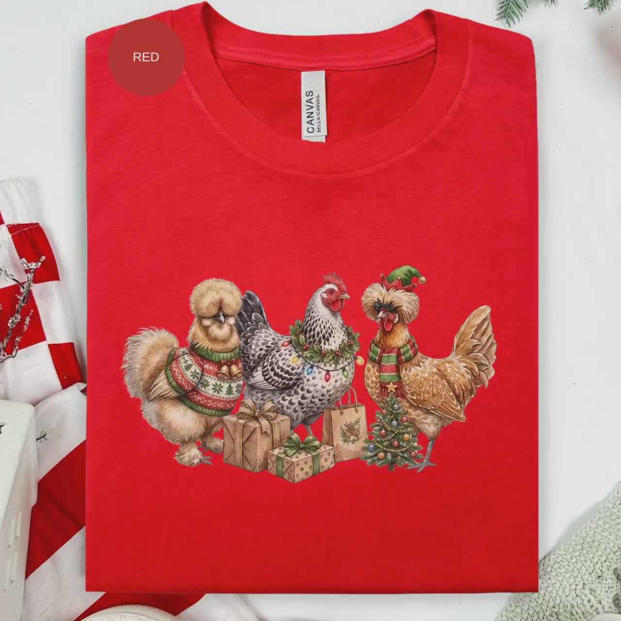 Christmas Chickens T-Shirt, Holiday Hen Shirt, Funny Chicken Lover Gift, Festive Poultry Tee, Seasonal Farm Animal Shirt, Cute Xmas Gift