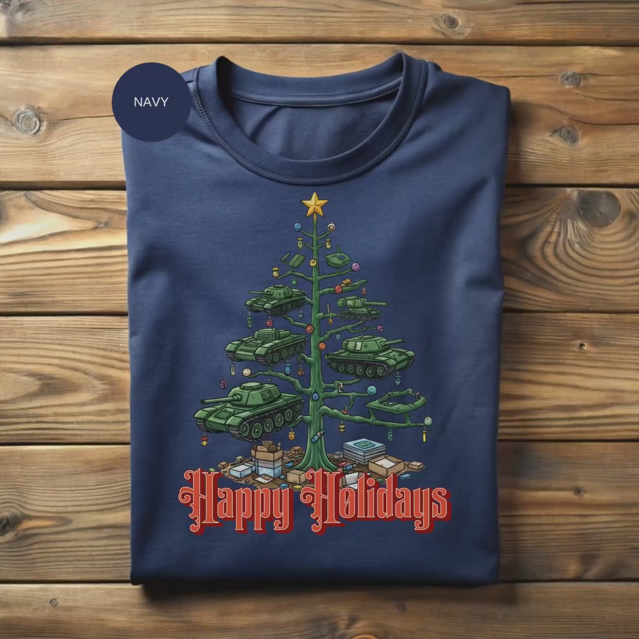 Tank Christmas Tree T-Shirt, Happy Holidays Tee, Military Humor Shirt, Workbench Gift, Unique Holiday Shirt, Tank Lover Gift, Holiday