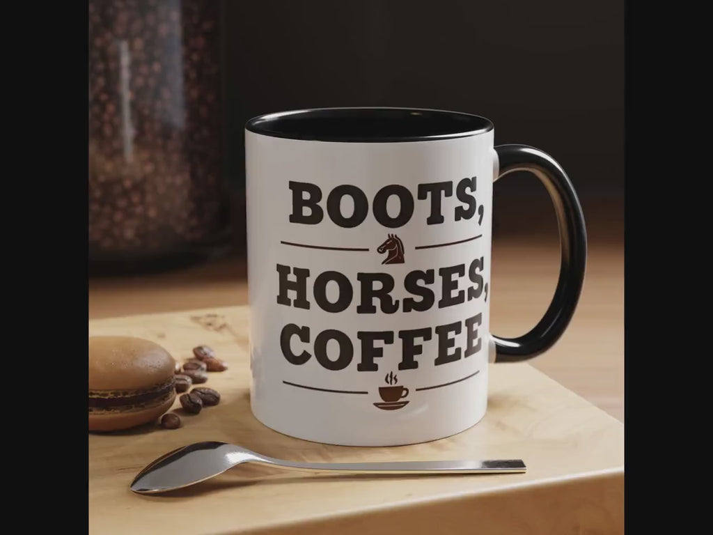 Boots Horses Coffee Mug, Horse Lover Gift, Coffee Lover Mug, Equestrian Mug, Farmhouse Mug, Funny Coffee Mug, Horse Riding Gift Idea
