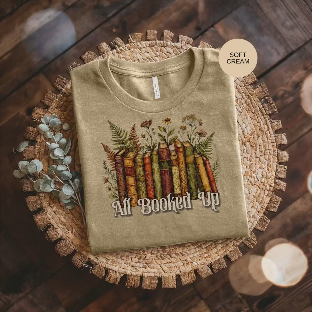 My Happy Place T Shirt, Book Lover Tee, Floral Bookshelf Shirt, Bookish Shirt, Reader Gift, Library T Shirt, Gift for Bookworm, Vintage Book