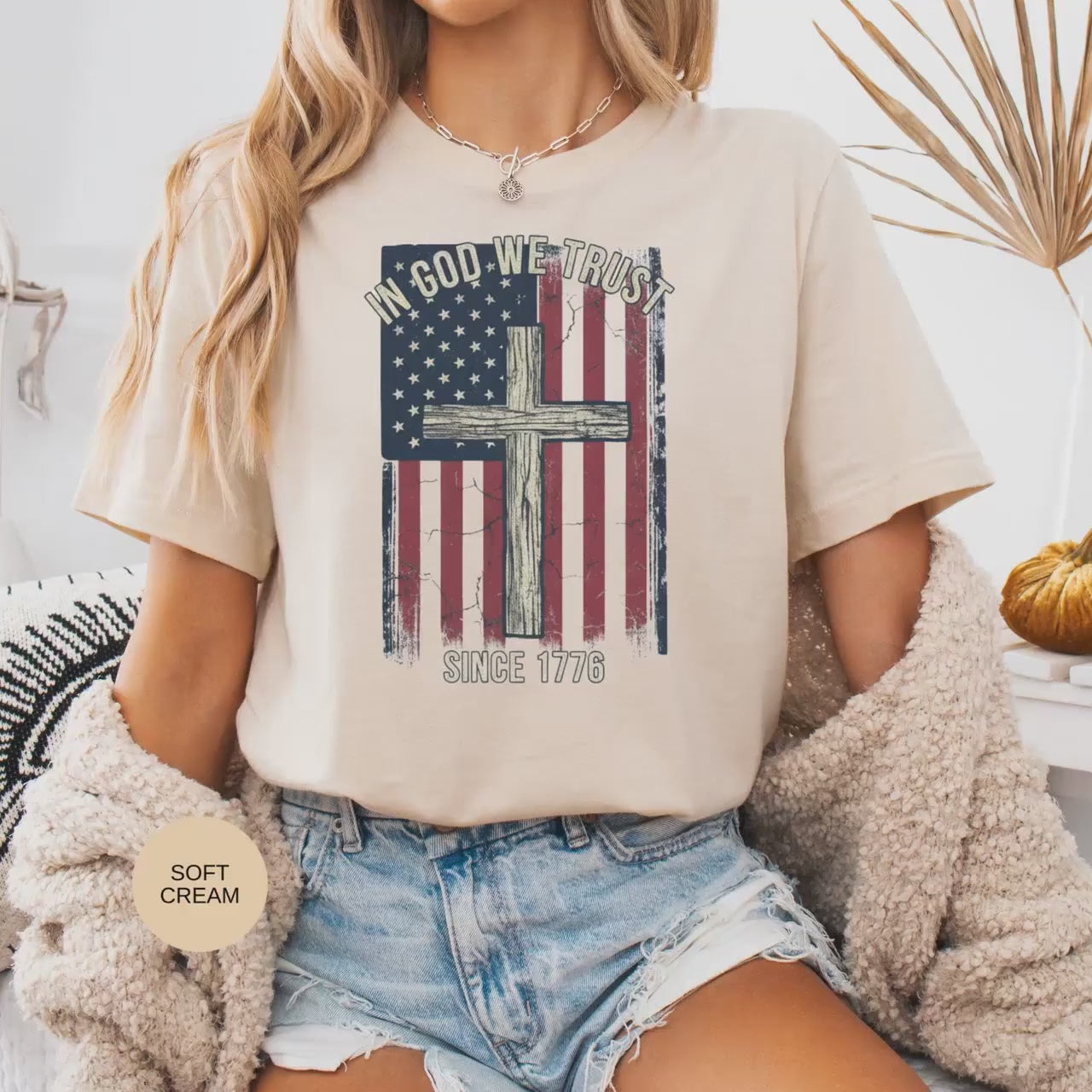 In God We Trust 1776Shirt, Faith Inspired Tee, Patriotic Vintage Apparel, Fourth of July Outfit, Religious Gift for Adults, Top